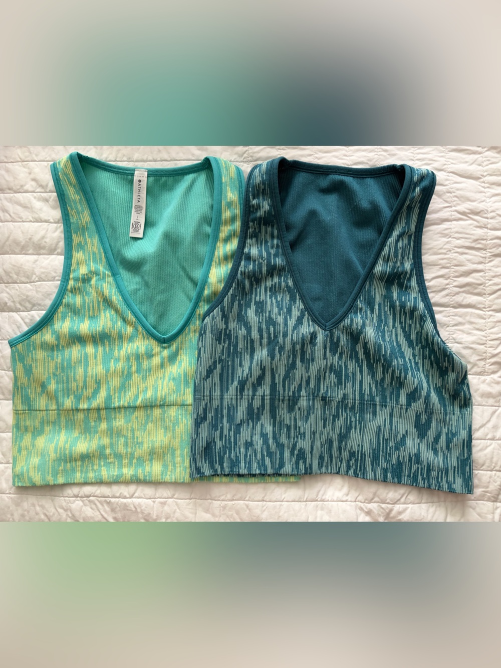 Lot of 2 Athleta Duo V-Neck Crop Tops